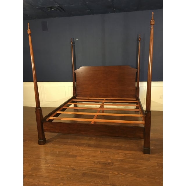 Leighton Hall Furniture King Size Mahogany Pencil Post Bed by Leighton Hall - Showroom Sample For Sale - Image 4 of 11