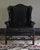 English Early Kittinger Wing Chair in Black Leather For Sale - Image 3 of 8