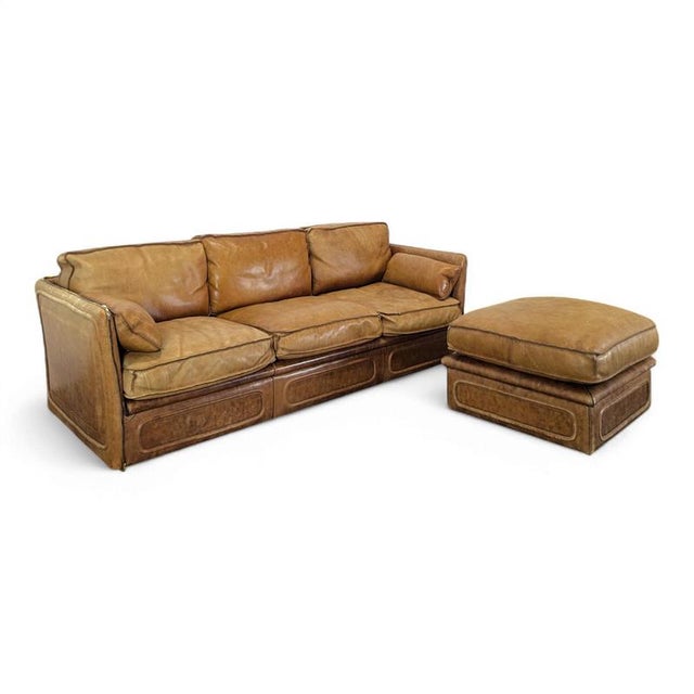 3-Seater Sofa and Ottoman in Leather from Roche Bobois, 1980s For Sale - Image 13 of 13