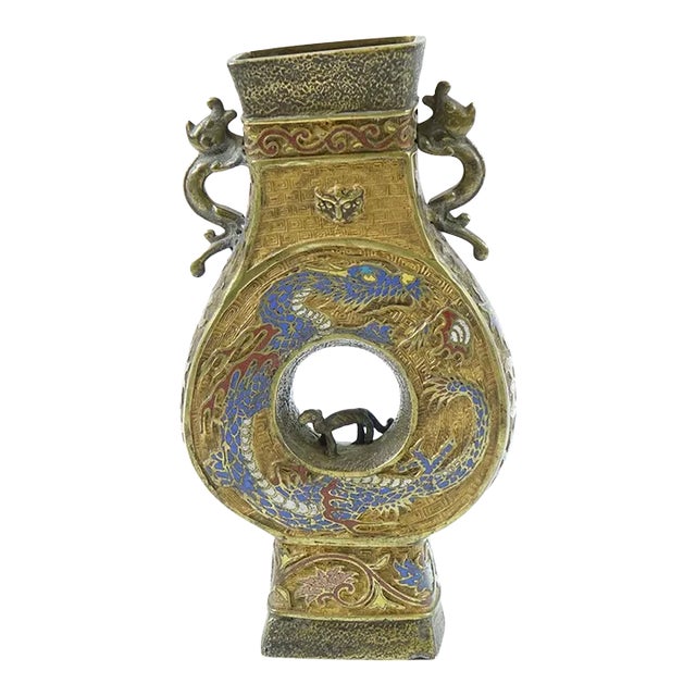 18th Century Antique Chinese Enameled Bronze Vase For Sale