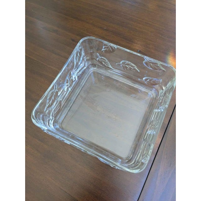 NWT , Vintage, PartyLite Square Embossed Crystal Bowl For Sale - Image 4 of 6