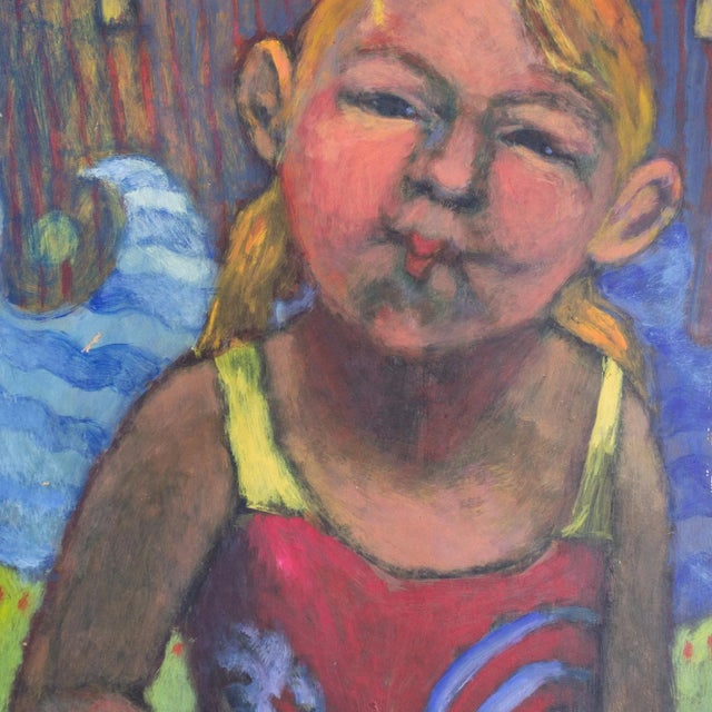 Blue Bright Figurative Portrait Painting of a Girl in Swimsuit by Amy Scherer For Sale - Image 8 of 10