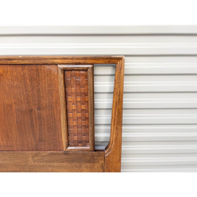 Brown 1960s Mid Century Walnut King Size Headboard Attributed to Lane For Sale - Image 8 of 8