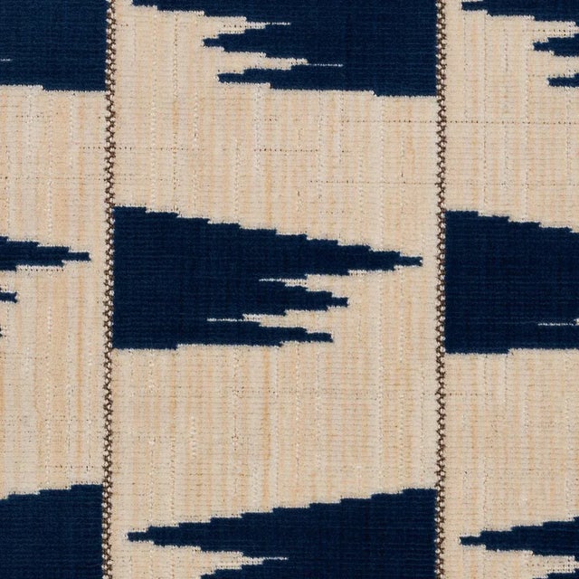 Modern Sample - Schumacher X David Kaihoi Tutsi Fabric in Blue For Sale - Image 3 of 4
