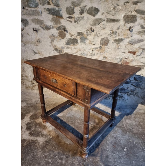 French Rustic Oak Table with Drawer, Late 18th-Early 19th Century For Sale - Image 5 of 18