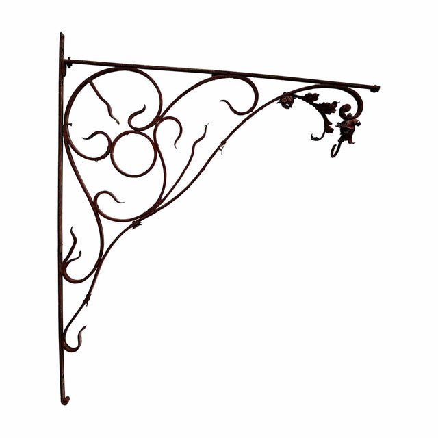 Traditional Antique Wrought Iron Canopy Brackets For Sale - Image 3 of 6