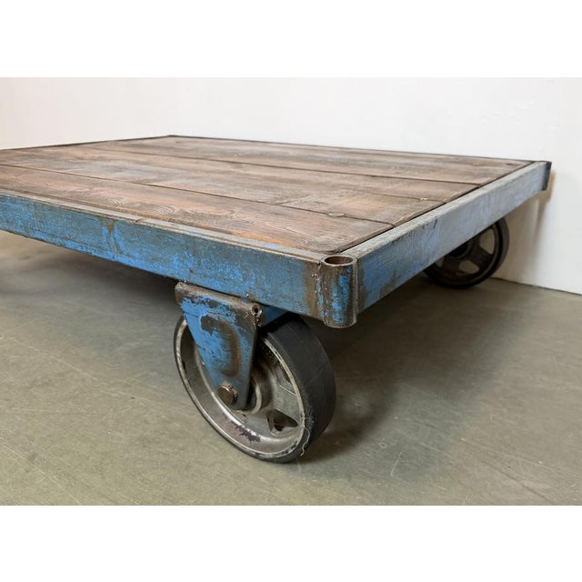 Large Industrial Blue Coffee Table Cart, 1960s For Sale - Image 4 of 18