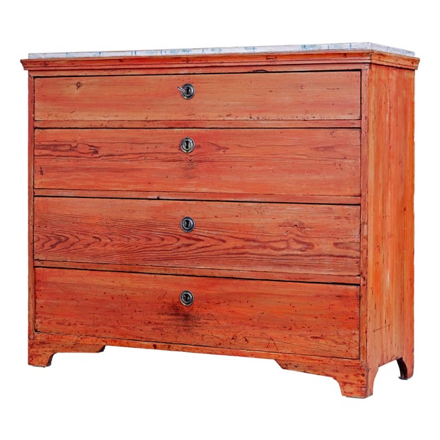 Swedish Hand Painted Chest of Drawers in Pine For Sale