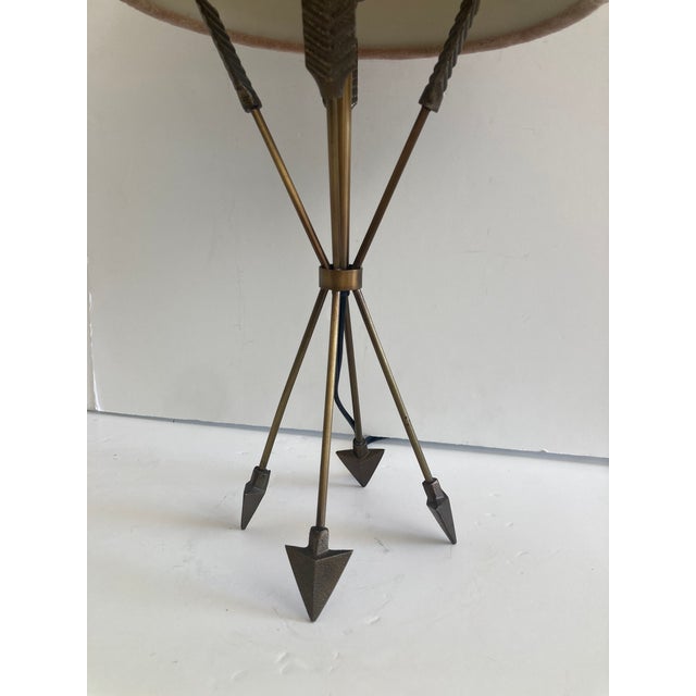 Metal 1960s French Empire Arrow Table Lamp With Velvet Shade For Sale - Image 7 of 9