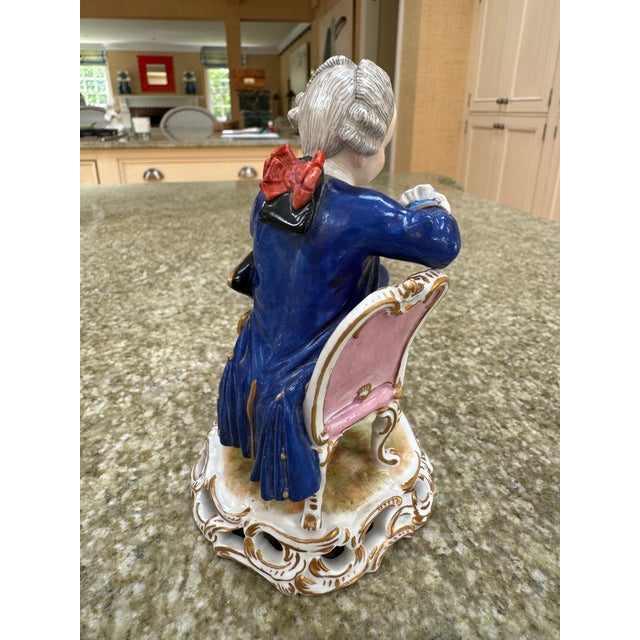 Baby Blue Pair of 19th Century Porcelain Figures of a Boy and Girl Likely From the Nymphenburg Porcelain Factory Germany For Sale - Image 8 of 16