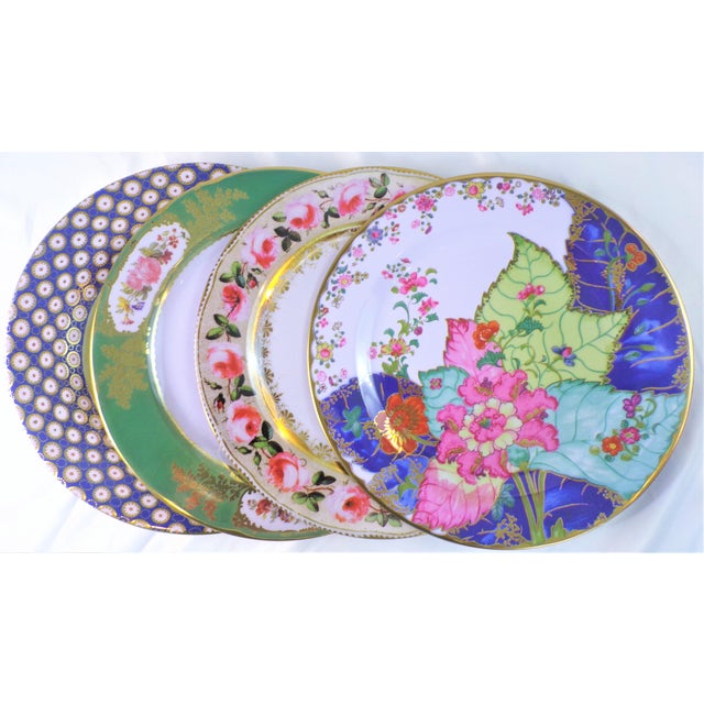 Shabby Chic Enamaled Tin English Plates - Set of 4 For Sale - Image 3 of 10