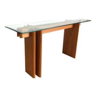 Mid 20th Century Gustav Gaarde Trakanten Mid-Century Modern Teak and Beveled Glass Console For Sale