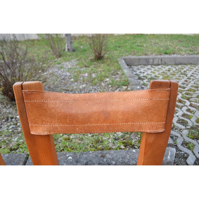 Model S11 Saddle Dining Chairs in Cognac Leather by Pierre Chapo, 1960s, Set of 3 For Sale - Image 9 of 18