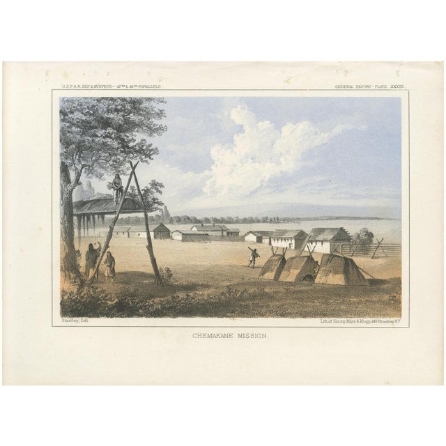 Historic View of Chemakane Mission with Indigenous and Mission Life Scene, 1856, Paper For Sale - Image 6 of 6