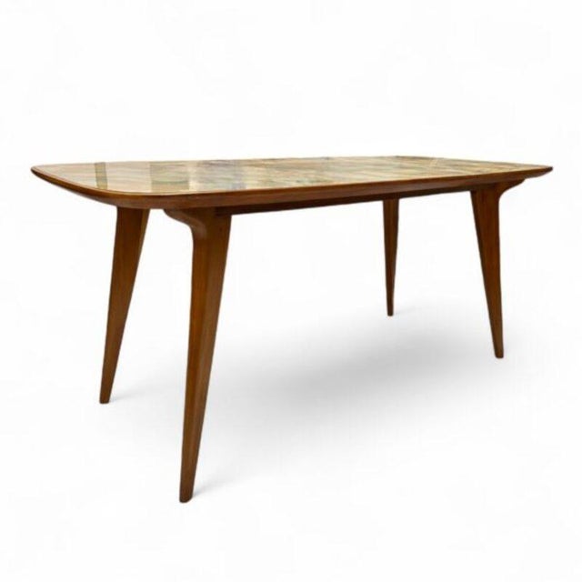 Mid-Century Modern Italian Table with Marbled Glass For Sale - Image 4 of 6