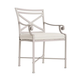 Brown Jordan Venetian Arm Chair, Dove frame with Fusion Natural fabric For Sale