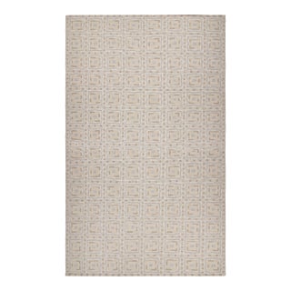 Rug & Kilim’s Scandinavian Rug With White and Beige-Brown Geometric Patterns For Sale