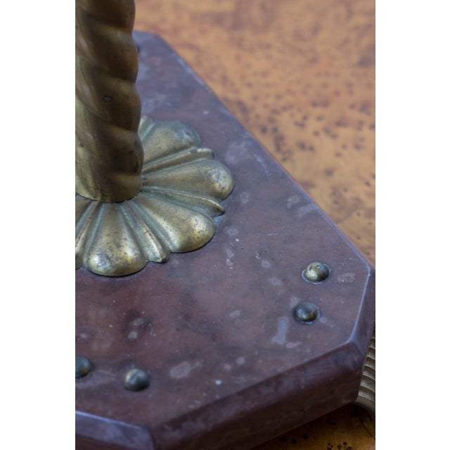 Goldenrod Swedish Marble and Brass Table Lamp, 1940s For Sale - Image 8 of 14