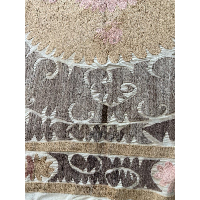 Suzani Wall Hanging Decor - Mid 20th Century Embroidery 4'6'' X 4'9'' For Sale - Image 4 of 10