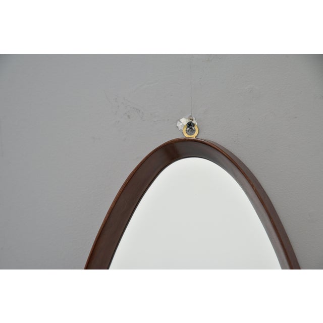 Italian Mid-Century Walnut Oval Mirror For Sale - Image 10 of 11