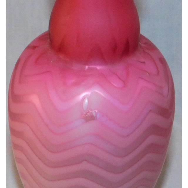 Gorgeous Victorian oink cased satin glass vase with Herringbone pattern. So eye-catching!