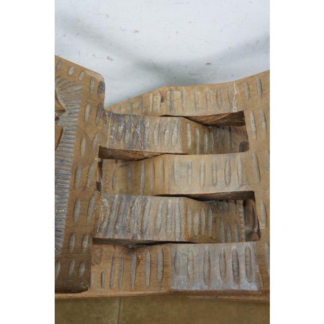 Mid 20th Century South American Honduras Carved Teak Folding Stool Seat Chair Mayan Aztec For Sale - Image 13 of 15