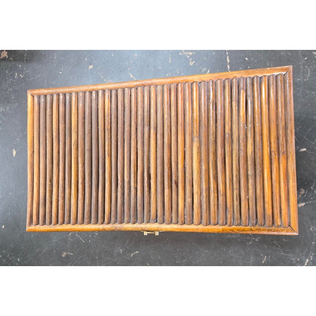 1960s VIntage Rattan Storage Trunk W/ Brass Accents For Sale - Image 5 of 12