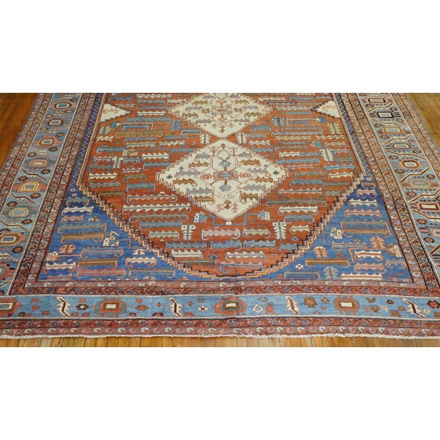 Early 20th Century Rustic Persian Bakshaish Tribal Room Size Rug For Sale In New York - Image 6 of 6