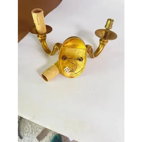 Vintage French Bronze Sconces in Gold Color, 20th Century, Set of 2 For Sale - Image 5 of 8
