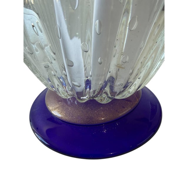 Livio Seguso, Seguso Murano Italian Art Glass Cobalt Gold Aventurine Footed Vase Sculpture For Sale - Image 14 of 18
