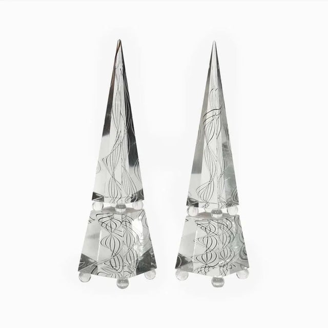 Glass Obelisks by Romano Dona, 1980s, Set of 2 For Sale - Image 4 of 7