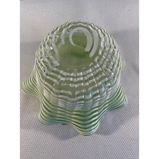 Lime 1960s Italian Cased Glass Swirl Ruffle Decorative Bowl For Sale - Image 8 of 13