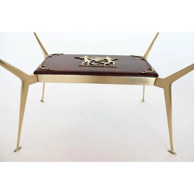 Italian Coffee Table in Brass and Mahogany, 1950s For Sale - Image 11 of 18