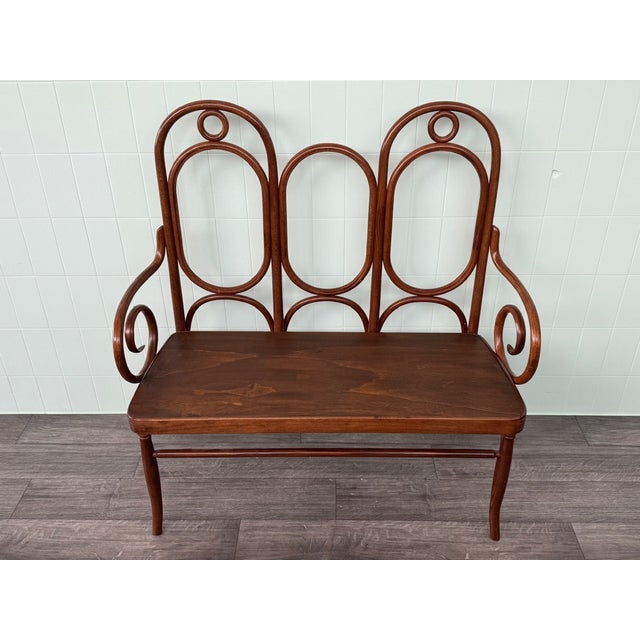 1970s Vintage Italian Bench in Beech, 1970s For Sale - Image 5 of 12