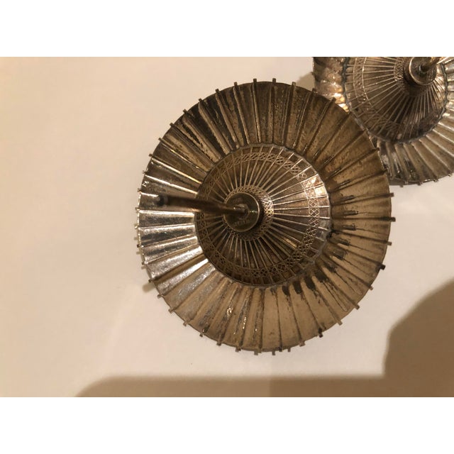 Antique Silver Decorative Umbrella Shaped Design Accents Detailed - a Pair For Sale - Image 11 of 11