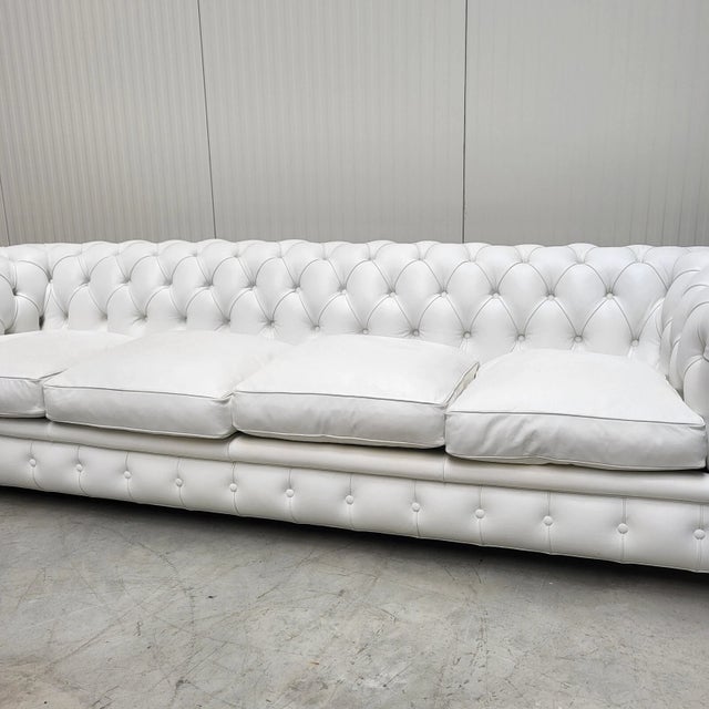 2020s Poltrona Woman 4 Seater Chester Sofa Chesterfield Italy Leather White Single Piece- For Sale - Image 5 of 8