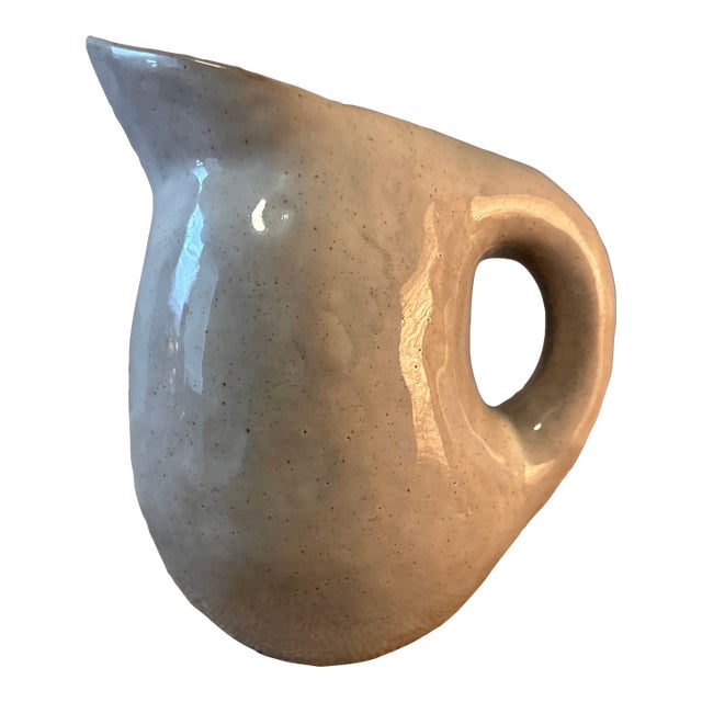 Glazed Gray Stoneware Pitcher For Sale