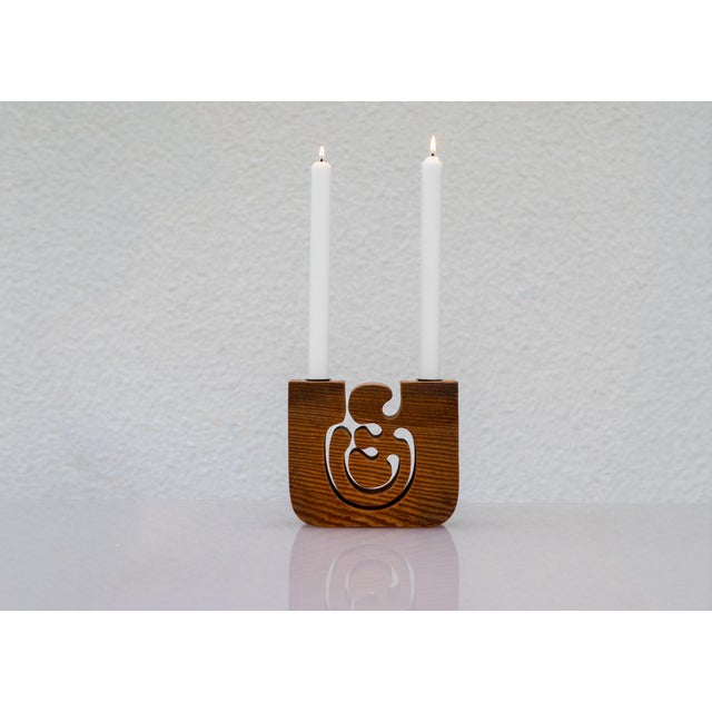 Large Wooden Candleholder by Gunnar Kanevad, 1984 For Sale - Image 6 of 11