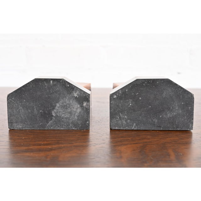 Art Deco Rouge Marble and Onyx Bookends, Circa 1930s For Sale - Image 10 of 12