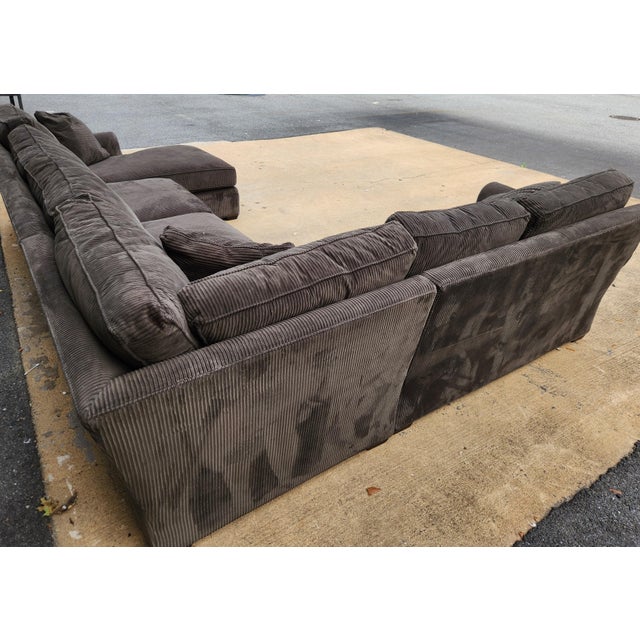 Early 21st Century Four-Piece Forest Green Corduroy Sectional Sofa Attributed to Arhaus For Sale - Image 5 of 8