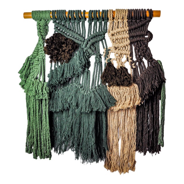 Textured Macrame Wall Tapestry, 1970s For Sale