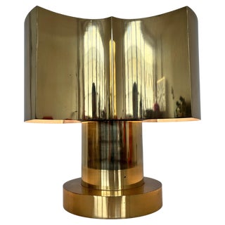 Large Design Brass Table Lamp, Czechoslovakia, 1980s For Sale