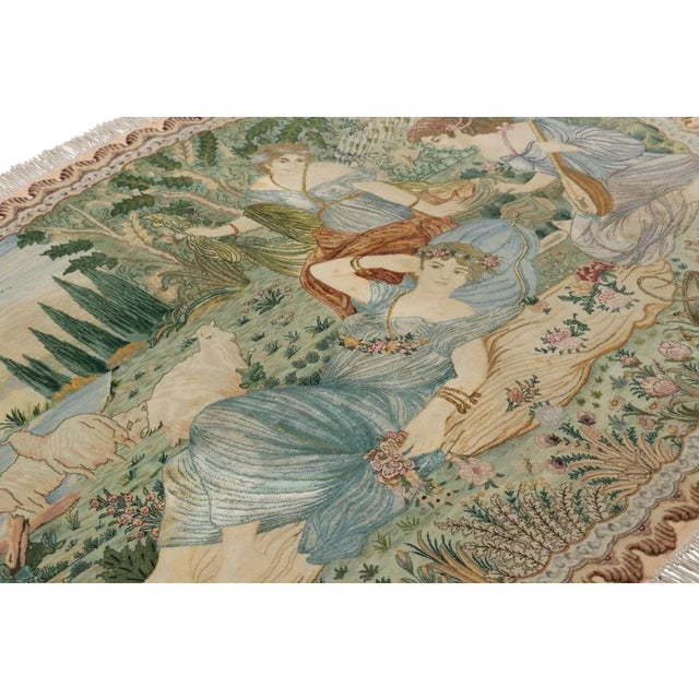 Hand knotted in wool circa 1950-60, this 4x6 vintage Persian Tabriz rug represents a distinguished addition to Rug &...