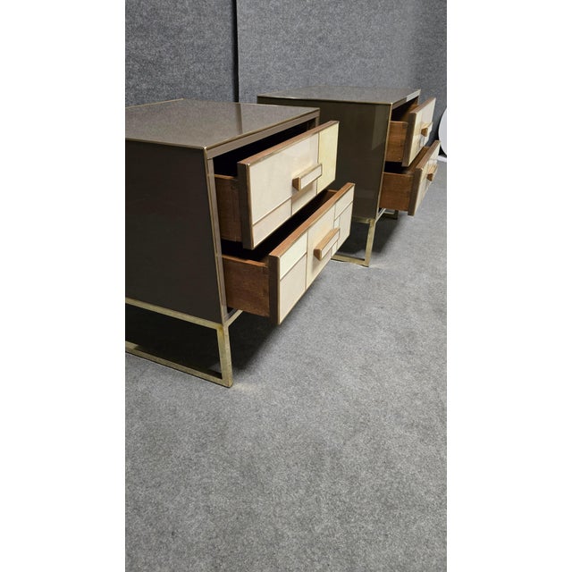 Bedside Table in Walnut and Stone-Effect Glass from Justfurnituress SRL For Sale - Image 15 of 18