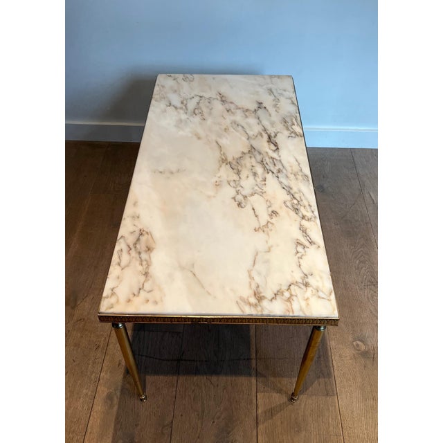 Brass Neoclassical Style Brass Coffee Table With Marble Top For Sale - Image 8 of 12