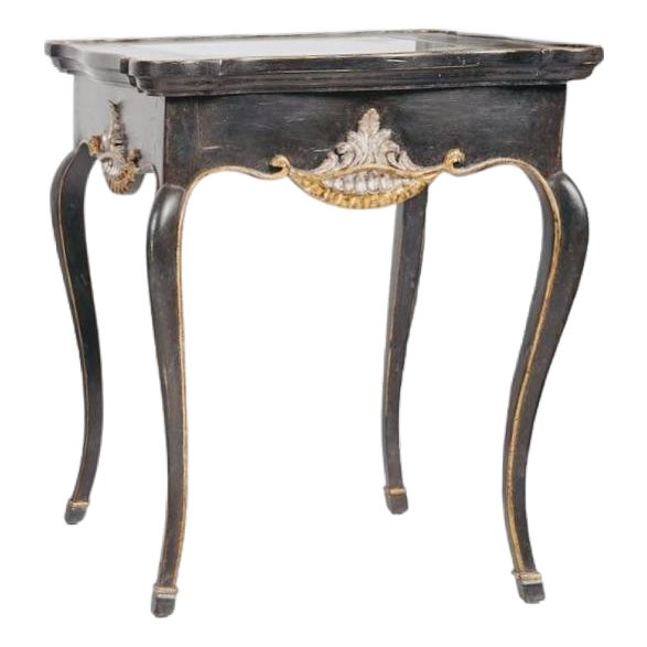 Judson Rothschild “Wheels of Fortune” Black, Gilt and Glass End Table, 2006 For Sale