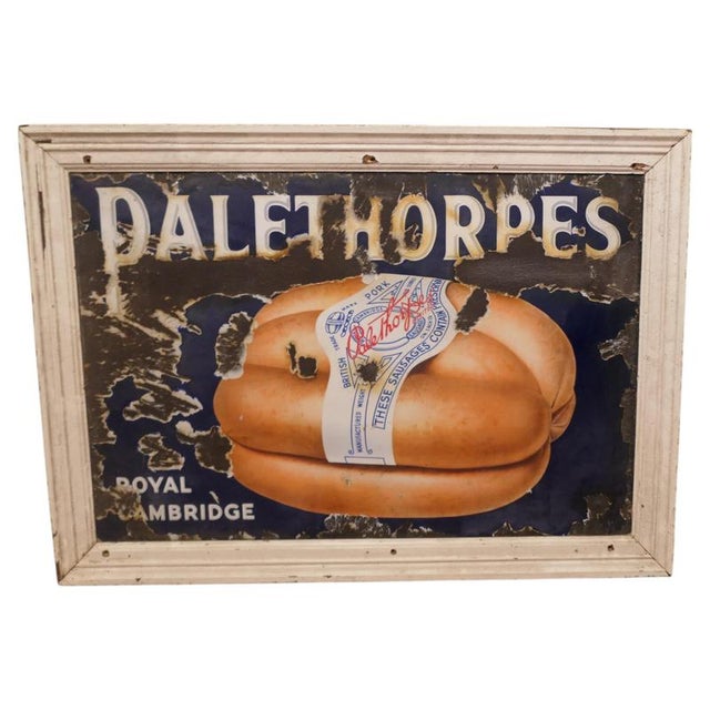 Large Enamel Pictorial Sausage Sign from Palethorps Royal Cambridge, 1910 For Sale - Image 9 of 9