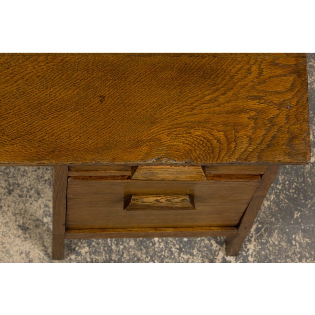 1940s Petite French Art Deco Oak Office Desk For Sale - Image 4 of 17