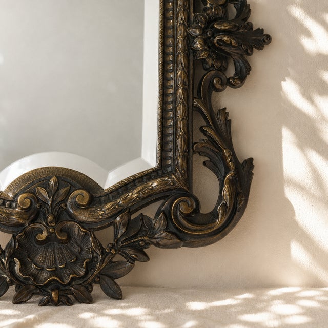Beveled Bronze Mirror Dating from the Second Empire, Louis Xv Style For Sale - Image 5 of 12