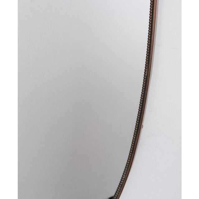 Metal Mid-Century Italian Wall Mirror with Brass Frame and Beading, 1960s For Sale - Image 7 of 16